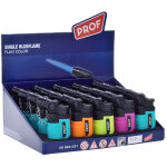 Briquet �lectronique, bo�te en caoutchouc, flamme bleue, couleurs assorties