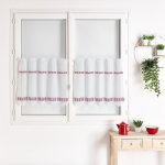 Brise bise brod� motif carreaux bordeaux 58x 45 cm