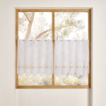 Brise bise brod� � motif fleurs jaune 30x120 cm