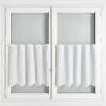 Brise bise brod� en poly - lin rustique blanc 60x60 cm