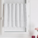 Brise bise brod� en poly - lin rustique avec jour �chelle blanc 90x120 cm