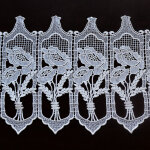 Brise bise macram� au bouquet fleuri blanc 60x90 cm