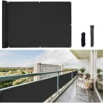 Brise - vue pour balcon, avec oeillets et serre - c�bles, coupe - vent et r�sistant aux uv, noir / anthracite ...