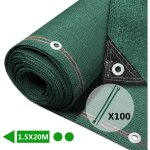 Brise vue occultant en hdpe 230g / m 1. 5x20m avec attaches de fixation vert