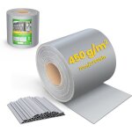 [jamais utilis] brise vue occultant pvc 450g / m2 19cm x 70m gris clair