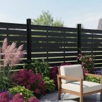 Brise - vue occultant wpc capri, 180 x 180 cm, noir, 14 panneaux, �paisseur 21 mm, poteaux en aluminium ...