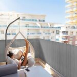 Brise vue pvc, paravent palissade, gris, 100 x 300 cm