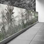 Brise vue trompe l'oeil - 130x487 cm - for�t tropicale - recto imprim� / verso blancb�che pleine - 100% ...