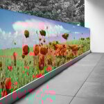 Lumal�a - brise vue trompe l'oeil - 80x220 cm - coquelicots - recto imprim� / verso blancb�che pleine ...