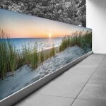 Lumal�a - brise vue trompe l'oeil - 90x270 cm - couch� de soleil - recto imprim� / verso blancb�che pleine ...