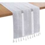 Broderie lin chemin de table int�rieur ext�rieur ferme style caf� chemin de table 183cm avec glands � ...