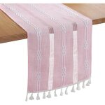 Broderie lin chemin de table intrieur extrieur ferme style caf chemin de table 183cm avec glands  ...