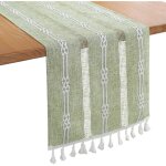 Broderie lin chemin de table int�rieur ext�rieur ferme style caf� chemin de table 183cm avec glands � ...