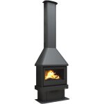 Bronpi - chemine  bois ventil raccordable lisboa 12 kw avec kit air - porte fonte - sans vitre srigraphie ...