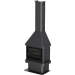 Bronpi - chemine  bois ventil raccordable lisboa 12 kw avec kit air - porte fonte - avec vitre srigraphie ...