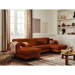 Lisa design - brooke - canap panoramique en u - 7 places - convertible avec coffre - en velours