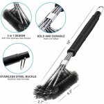 Brosse 3 en 1 pour bbq, poils m�tal & longue poign�e, nettoyage grill / plancha ? r�sistante