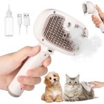 Brosse chat vapeur, 4 in 1 brosse vapeur chat chien avec r�servoir d'eau rechargeable pour � poils courts ...