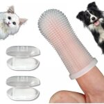 Brosse � dents pour chien lot de 2 brosse � dents et �tui de rangement silicone non toxique nettoyage ...