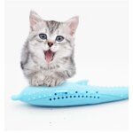Brosse  dents en forme de poisson pour chat, animal de compagnie avec menthe pour chat, silicone