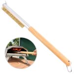 Brosse pour four � pizza - 52 cm, avec racloir en acier inoxydable, poils en laiton, manche en bois de ...