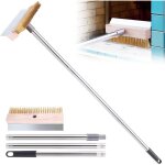 Brosse de four � pizza avec grattoir en acier, 120 cm, brosse de barbecue en laiton, longue poign�e amovible ...