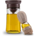 Brosse � huile 2 en 1, distributeur d'huile, pinceau en silicone, flacon en verre de 180 ml, huile, vinaigre, ...