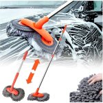 Brosse de lavage de voiture en microfibre � deux t�tes, brosse de lavage de voiture � long manche, brosse ...