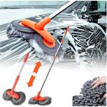 Brosse de lavage de voiture en microfibre � deux t�tes, brosse de lavage de voiture � long manche, brosse ...