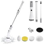 Brosse de nettoyage lectrique avec perche tlescopique rglable + quatre ttes de brosse, adapte  ...