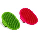 Brosse de toilettage pour chien, lot de 2 brosses de bain en caoutchouc de silicone avec sangle rglable ...