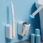 Brosse de toilette jetable en plastique blanc longueur 40 cm fournitures de nettoyage de toilette avec ...