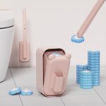 Brosse de toilette jetable en plastique rose longueur 40 cm fournitures de nettoyage de toilette avec ...