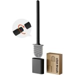 Brosse de toilette noire, brosse de cuvette, brosse de toilette en silicone et support, taille compacte, ...