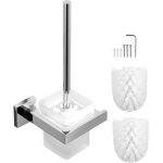 Brosse de toilette avec brosse de rechange, brosse wc en verre mat et satin�, kit de fixation murale ...