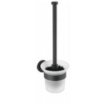 Brosse wc murale bosio black, brosse wc suspendue, brosse wc noire, acier inox, 10x35x14 cm, noir mat ...
