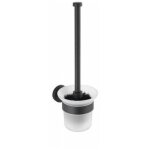 Brosse wc murale bosio black, brosse wc suspendue, brosse wc noire, acier inox, 10x35x14 cm, noir mat ...