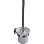 Brosse wc murale avec support int�gr� ? 1 t�te souple + cuvette en verre tremp� + manche en acier inoxydable ...