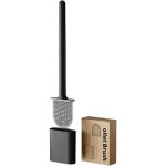 Brosse wc noire, brosse wc plate en silicone, fixation murale ou au sol