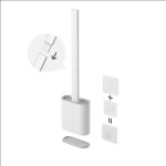 Brosse wc en silicone amovible, fixation murale, noire, anti - goutte, antibact�rienne, ventil�e, s�chage ...