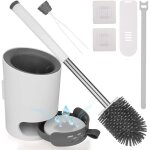 Brosse wc silicone avec pincette cache, antibactrienne balai wc et supports suspendu, montage mural ...