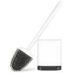 Brosse wc silicone, brosse de toilette silicone et support, balayette wc suspendu plate � s�chage rapide ...