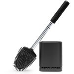 Brosse wc, brosse toilettes wc silicone, balai toilette et support, noir balayette silicone suspendu, ...