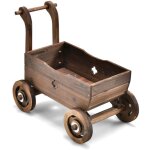 Brouette en bois dcorative avec roues poignes trou de drainage support de pot de fleurs roulant rustique ...