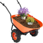 Brouette electrique 2 roues chariot de jardin motorise 500 w, poignee metal, roue large 40 cm, 260 kg, ...