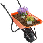 Brouette electrique, 500 w, chariot a benne basculante de jardin motorise, poignee metal, roue large ...