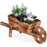 Brouette pour plantes, bois brûlé, jardin décoration, design vintage, hxlxp 19 x 47 x 16cm, nature Brouette pour plantes, bois brûlé, jardin décoration, design vintage, hxlxp 19 x 47 x 16cm, nature