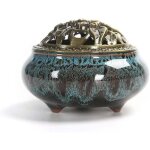 Brle - encens et couvercle en cramique, aromathrapie pour btons ou cnes d'encens, cendrier spirale, ...