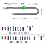 Bruleur gaz gpl pour barbecue en u 53 (48x12), pierre ollaire, pierre de lave, plaque en fonte, robinet, ...