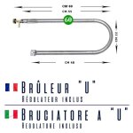 Bruleur gaz gpl pour barbecue en u 60 (55x22), pierre ollaire, pierre de lave, plaque en fonte, robinet, ...